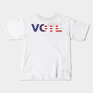 Vote American Flag Red White and Blue Typography Kids T-Shirt